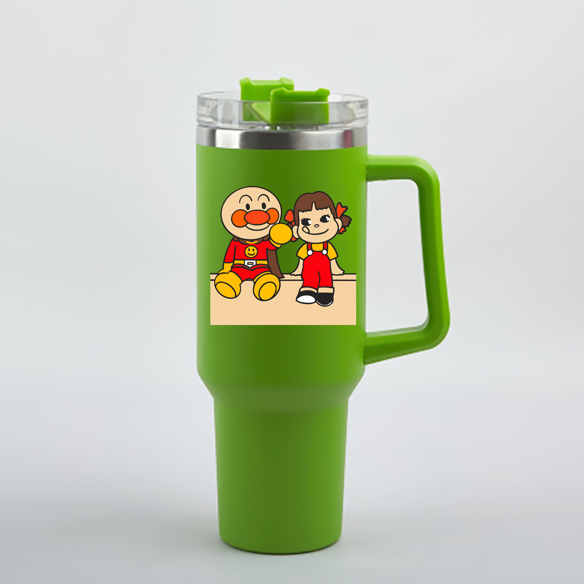 （画像用） アンパンマン Anpanman 1200mL車用タンブラー - クリスタルステッカー（プラスチックストロー付き）